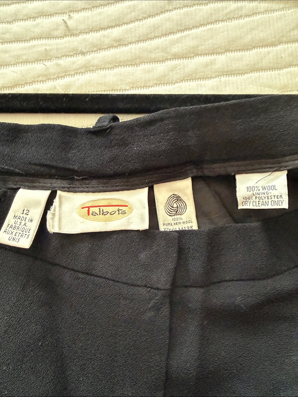 Talbots Black Wool Trousers - Tailored Front